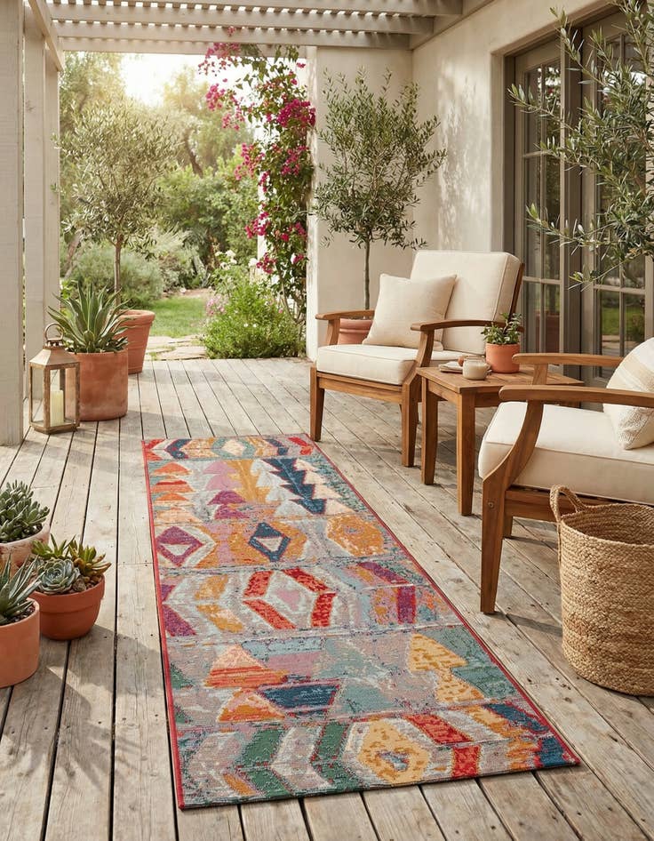 Detail image of 2' x 6' Washable Modern Indoor / Outdoor Runner Rug