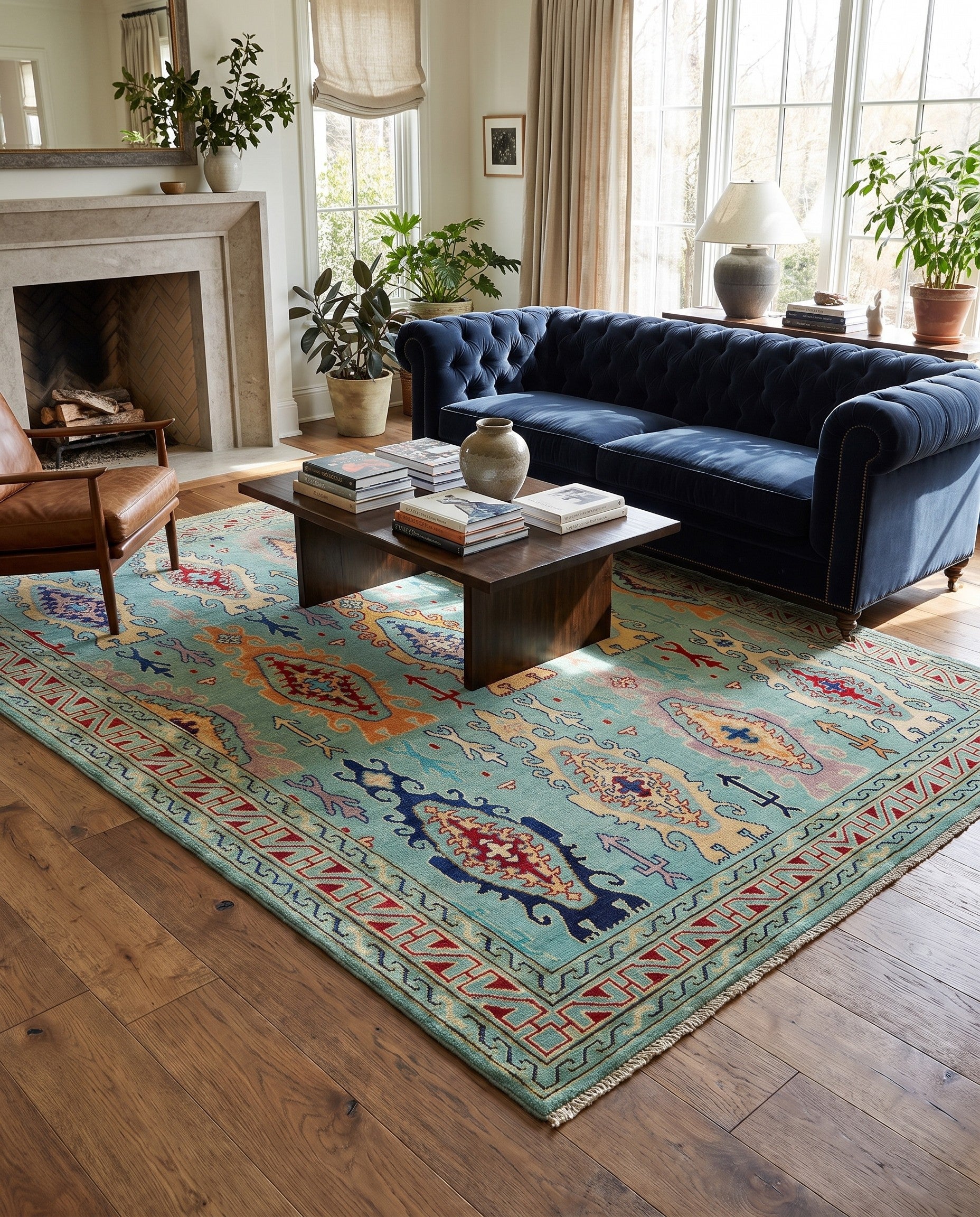 5' 8 x 8' 1 Hand Knotted Kazak Rug