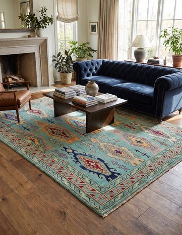5' 8 x 8' 1 Hand Knotted Kazak Rug