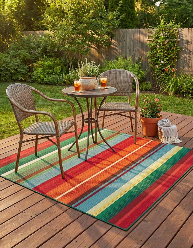 Detail image of 5' 3 x 5' 3 Washable Modern Indoor / Outdoor Square Rug