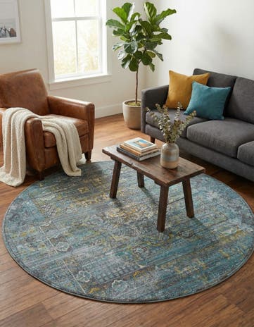 Turquoise Havana Round Rug