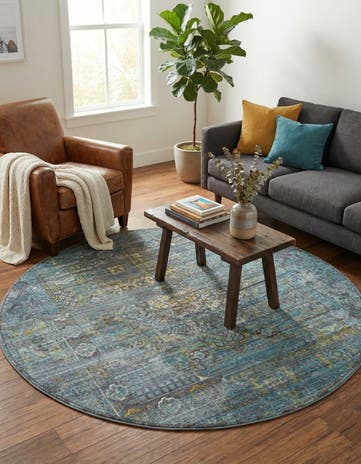 Turquoise Havana Round Rug