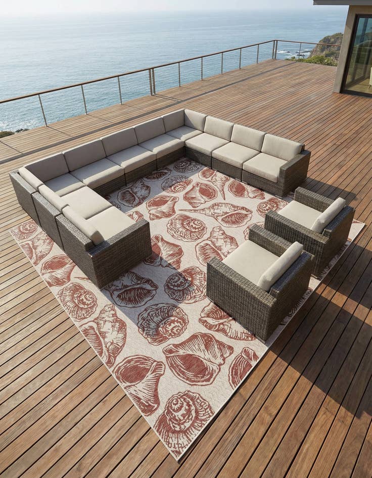 Detail image of 13' x 13'  Washable Coastal Indoor / Outdoor Square Rug