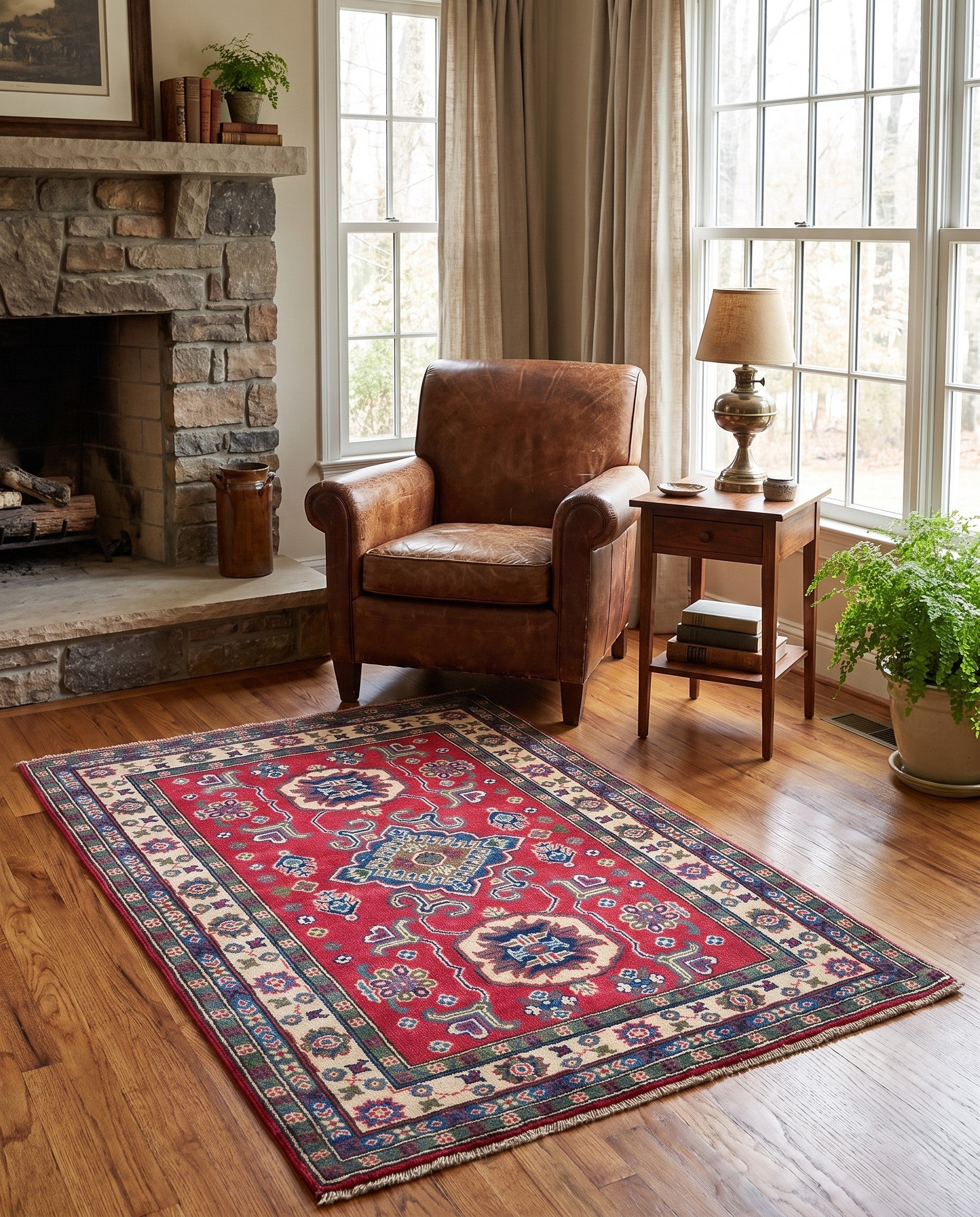 3' 2 x 4' 10 Hand Knotted Kazak Rug