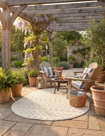 4' x 6' Easy-Clean Trellis Textured Indoor / Outdoor Oval Rug