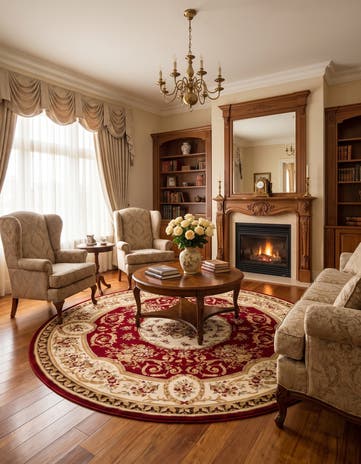 Red Chateau Round Rug