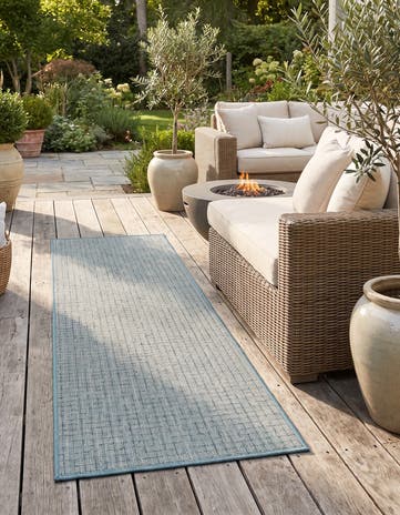 2' x 8' Easy-Clean Checkered Indoor / Outdoor Runner Rug