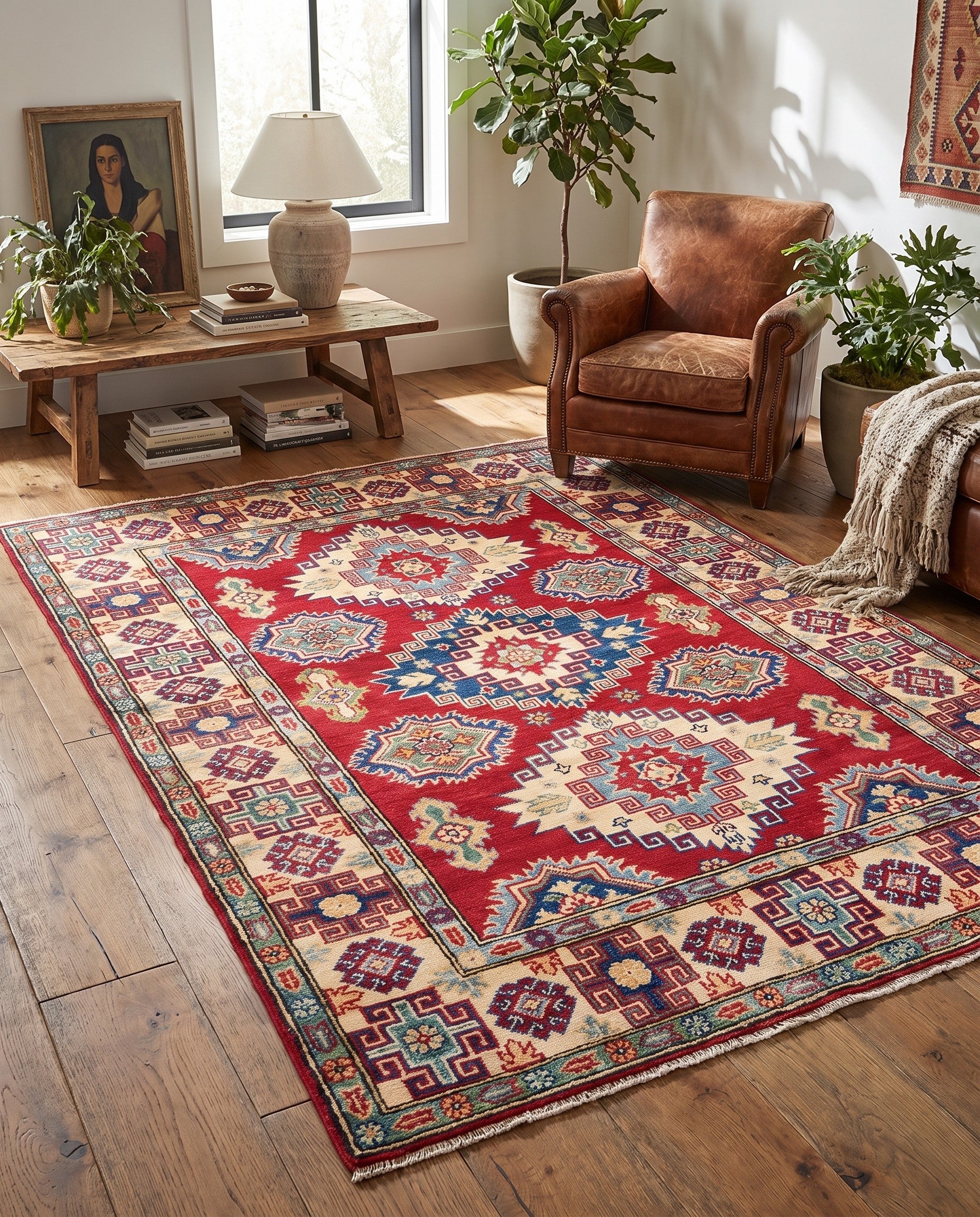 4' 1 x 5' 10 Hand Knotted Kazak Rug