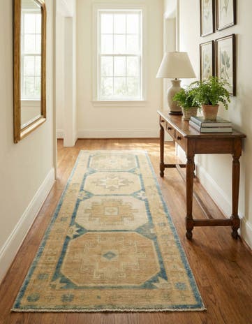 3' 2 x 8' 1 Hand Knotted Oushak Wool Runner Rug