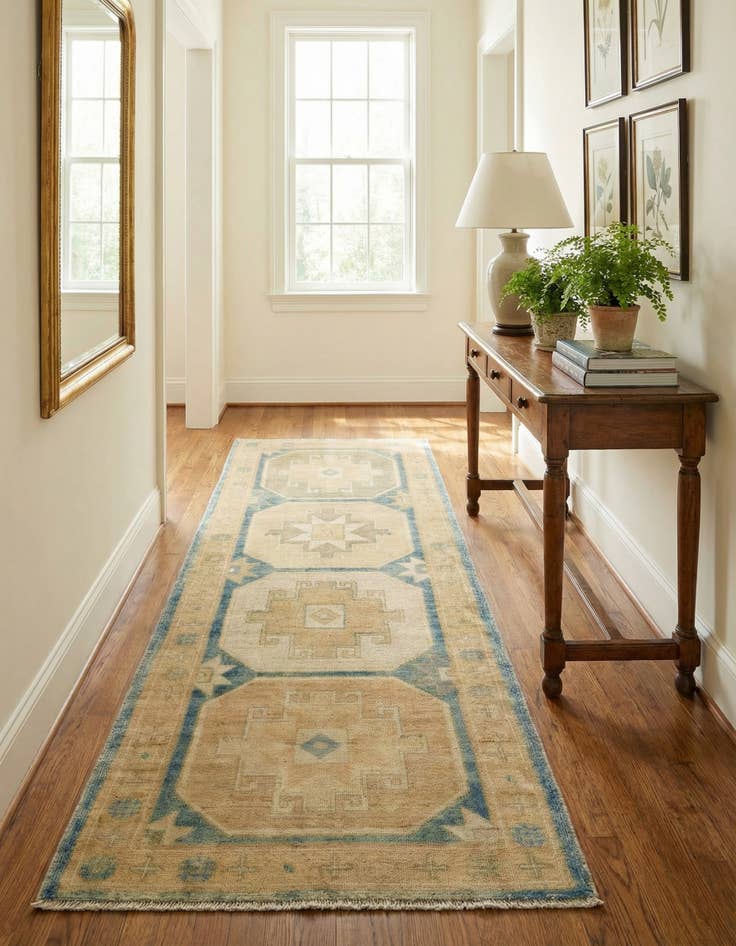 Detail image of 3' 2 x 8' 1 Hand Knotted Oushak Wool Runner Rug