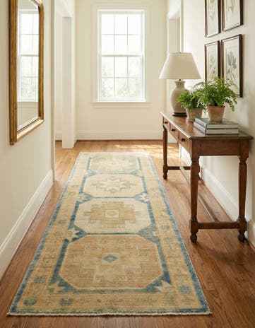 3' 2 x 8' 1 Hand Knotted Oushak Wool Runner Rug