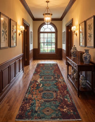 2' 11 x 10' 3 Hand Knotted Mamluk Ziegler Runner Rug