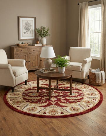 Red Aditi Round Rug