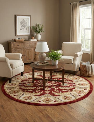 Red Aditi Round Rug