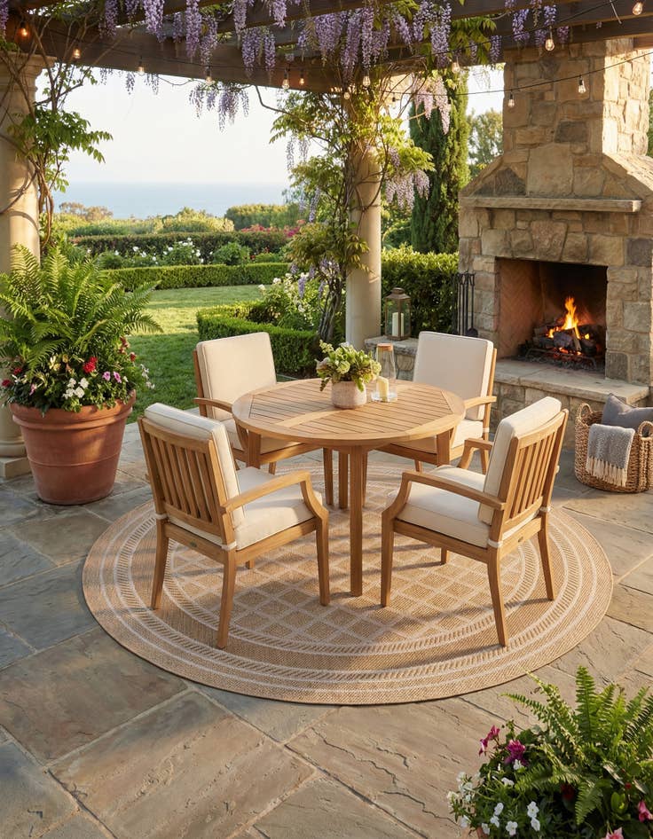 Detail image of 7' 10 x 7' 10 Washable Lattice Indoor / Outdoor Round Rug