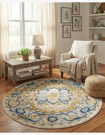 Yellow Gold Madeline Vintage Round Rug