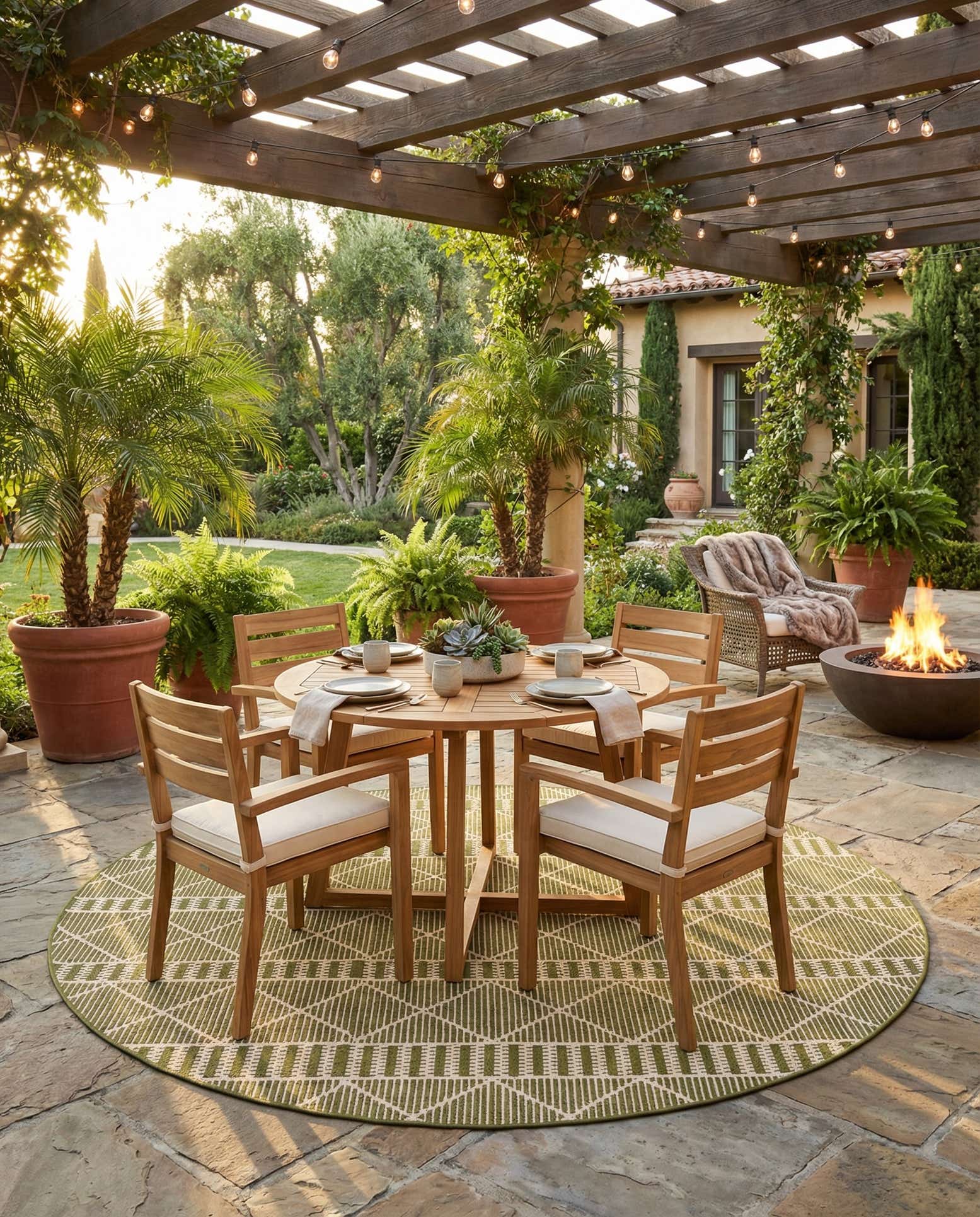 7' 10 x 7' 10 Easy-Clean Trellis Indoor / Outdoor Round Rug