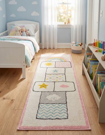 Ivory Hopscotch Whimsy Kids Runner Rug