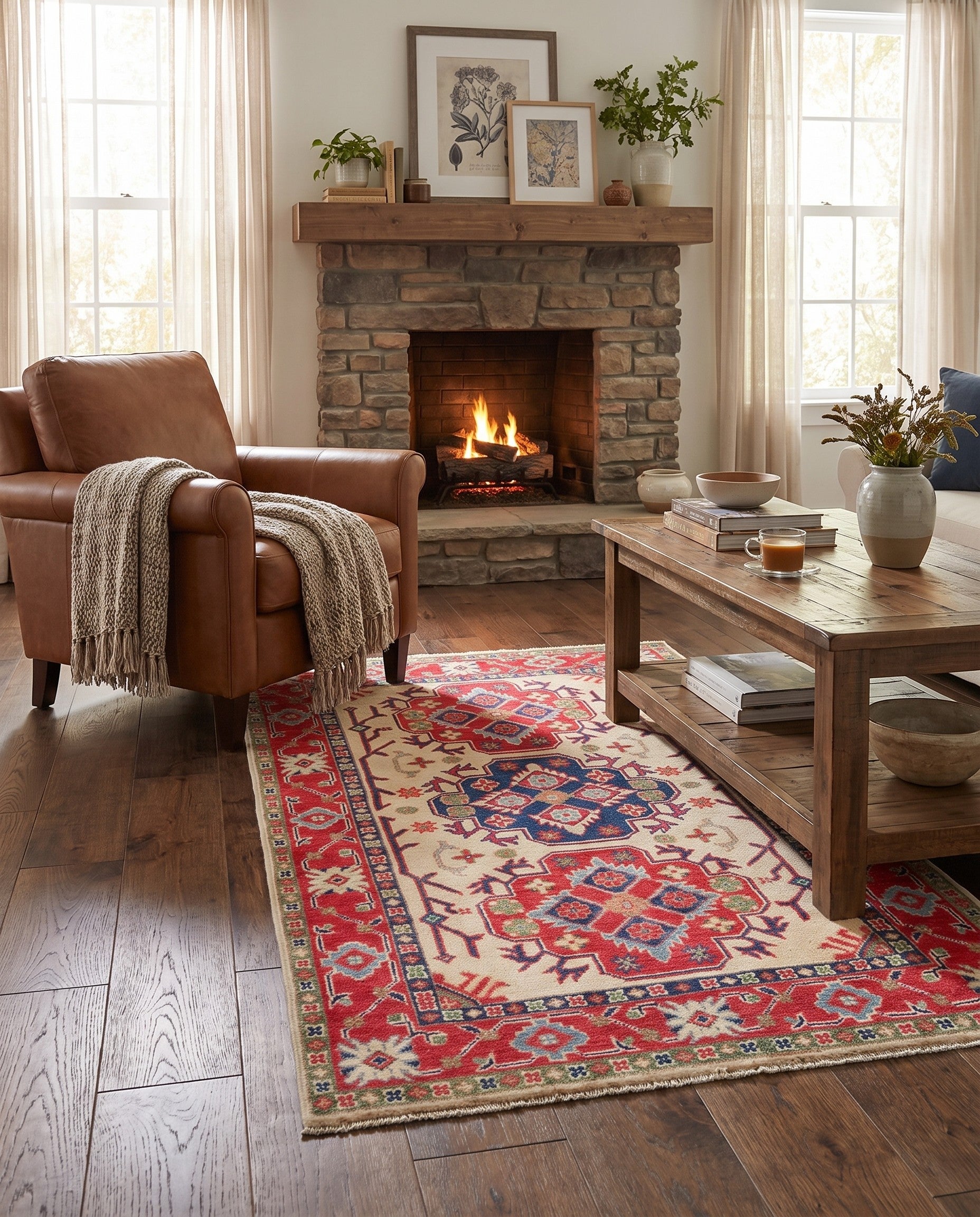 3' 3 x 5' Hand Knotted Kazak Rug