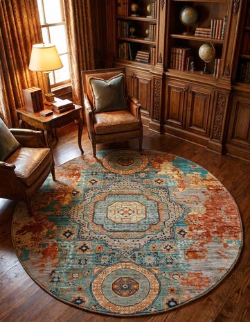 4' 10 x 4' 10 Hand Knotted Mamluk Ziegler Round Rug