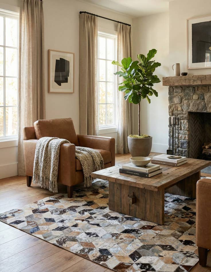 Detail image of 4' 1 x 6' Cowhide - Patchwork Rug