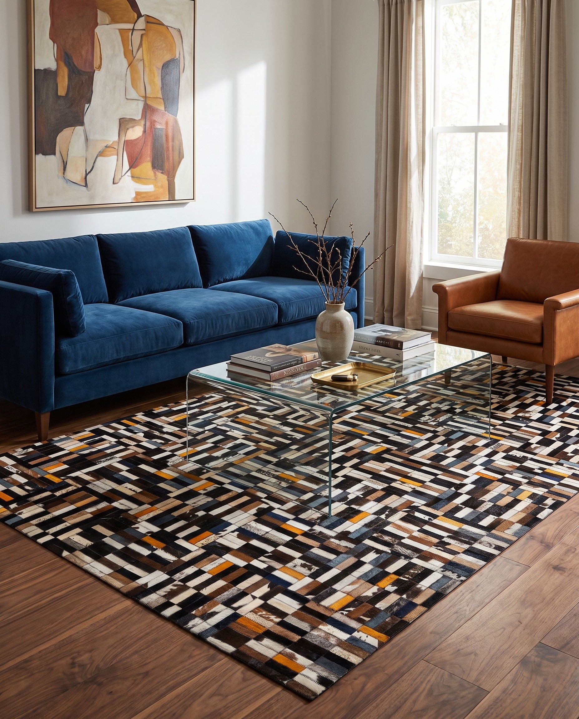 5' 1 x 8' Cowhide - Patchwork Rug