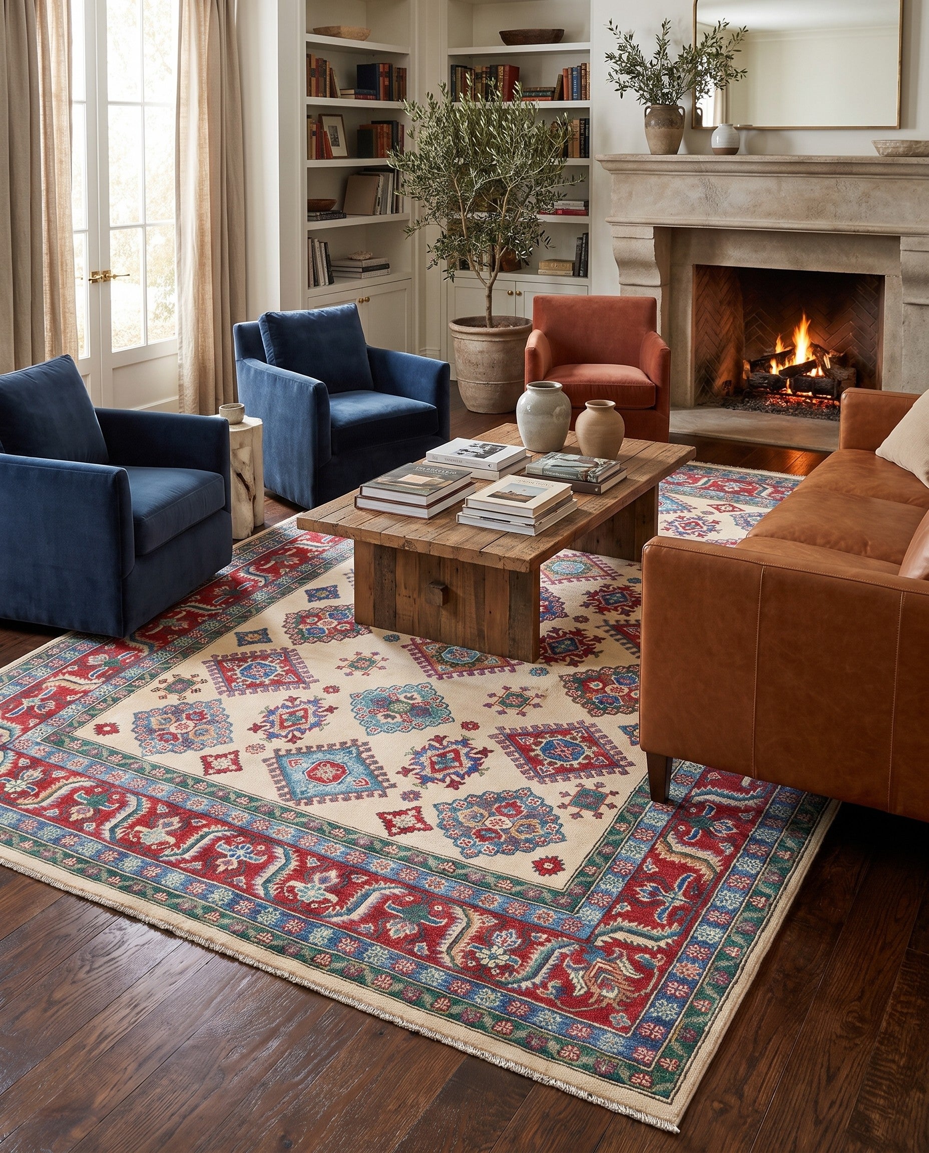 6' 7 x 9' 9 Hand Knotted Kazak Rug