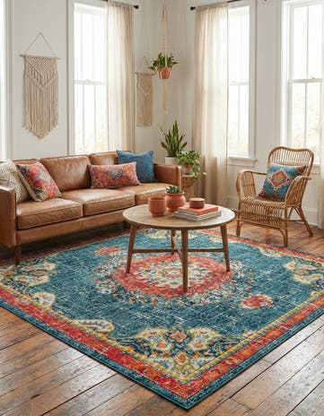 Blue Madeline Square Rug