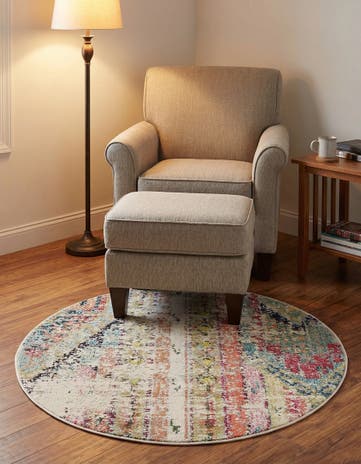 3' 3 x 3' 3 Washable Santa Fe Round Rug