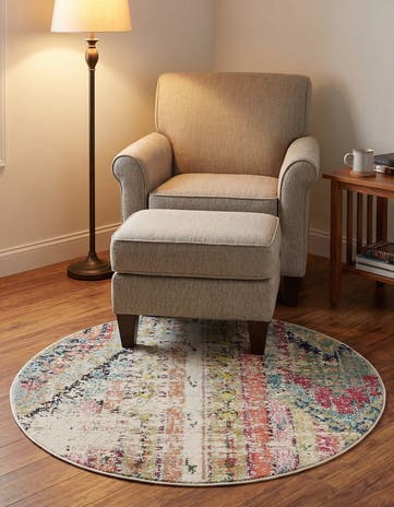 3' 3 x 3' 3 Washable Mesa Round Rug