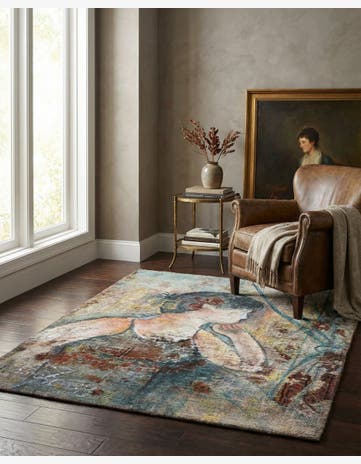 3' 5 x 4' Hand Knotted Ultra Vintage Persian Wool Square Rug