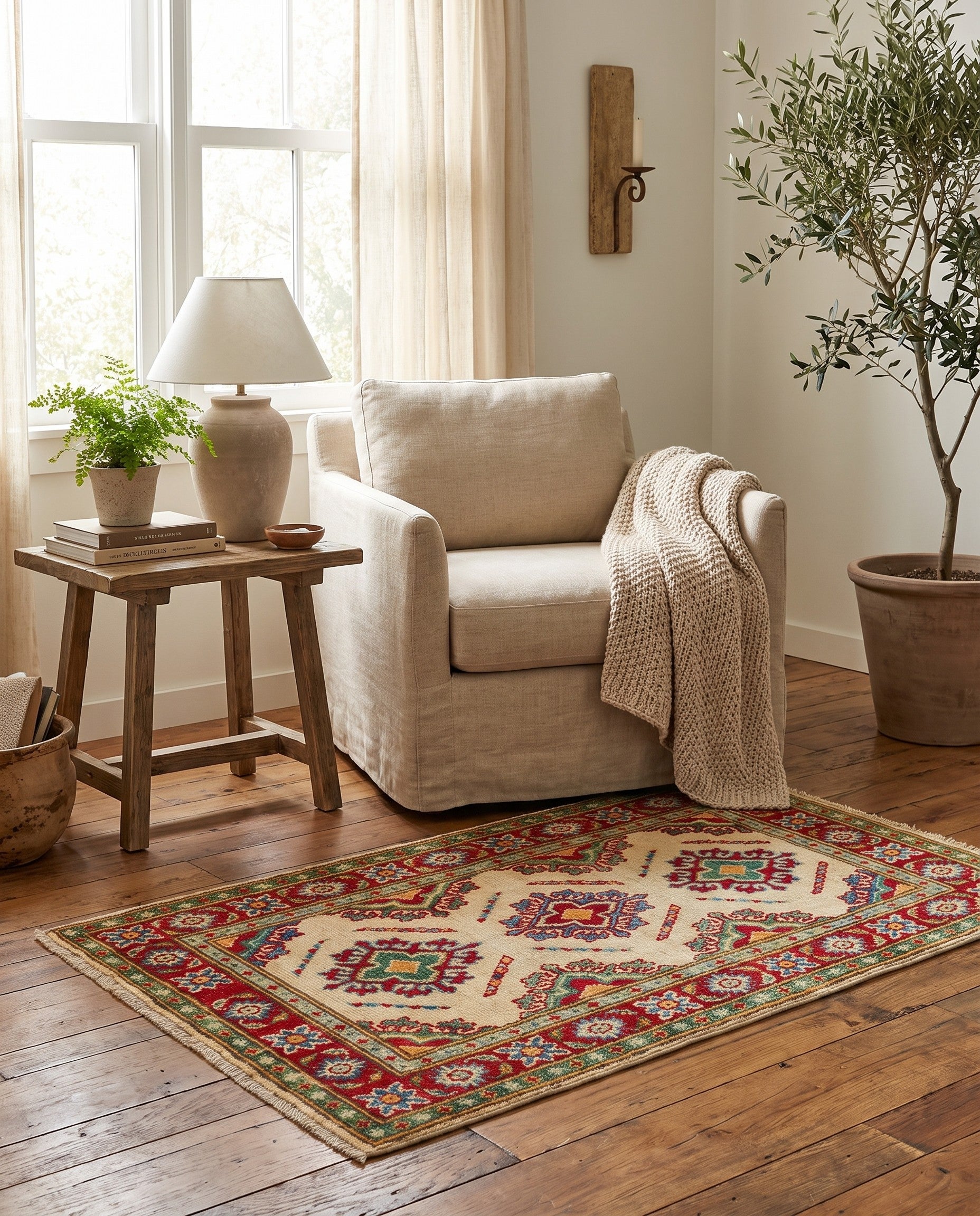 2' x 3' 1 Hand Knotted Kazak Rug