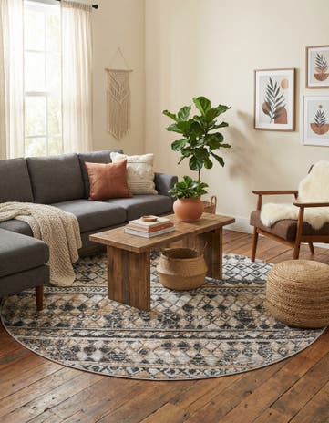 Beige Leipzig Round Rug