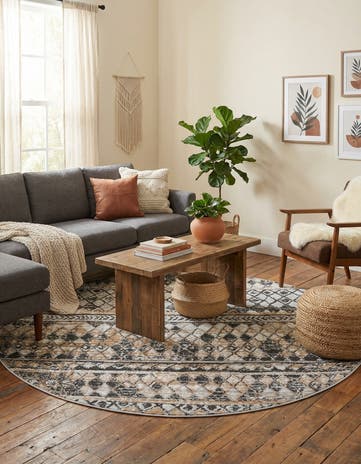 Beige Leipzig Round Rug