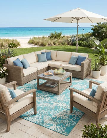 7' 10 x 10' Easy-Clean Coastal Indoor / Outdoor Rug