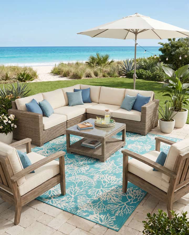 7' 10 x 10' Easy-Clean Coastal Indoor / Outdoor Rug
