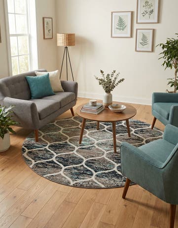 6' x 6' Lattice Frieze Round Rug