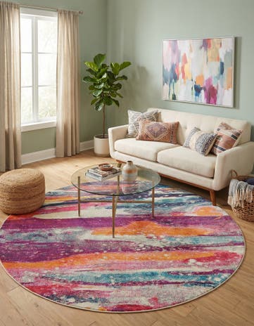8' x 8' Washable Theia Round Rug