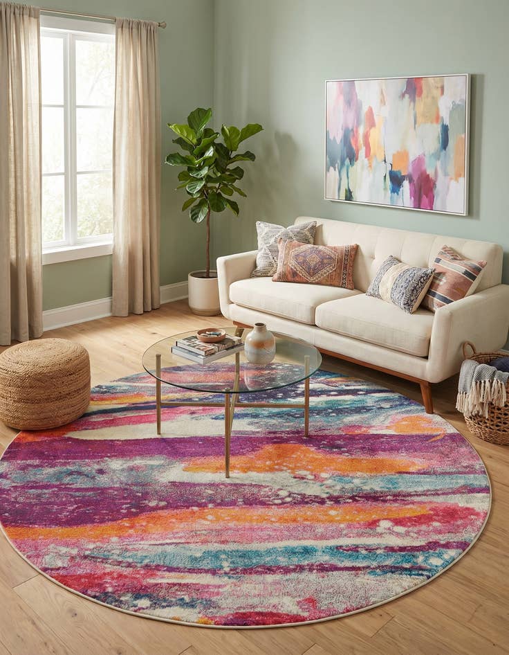 Detail image of 8' x 8' Washable Theia Round Rug