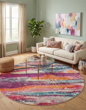 8' x 8' Washable Theia Round Rug