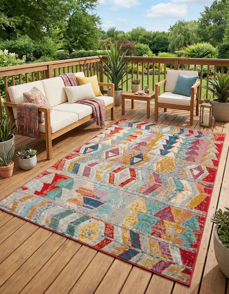 Detail image of 5' 3 x 8' Washable Modern Indoor / Outdoor Rug