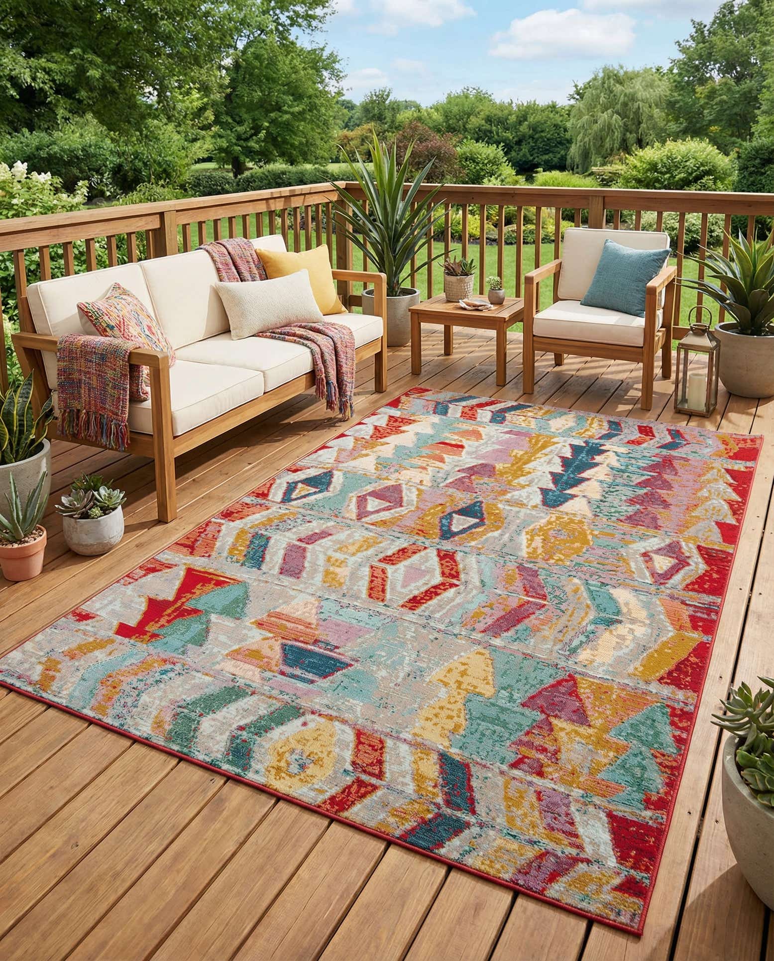 5' 3 x 8' Easy-Clean Modern Indoor / Outdoor Rug