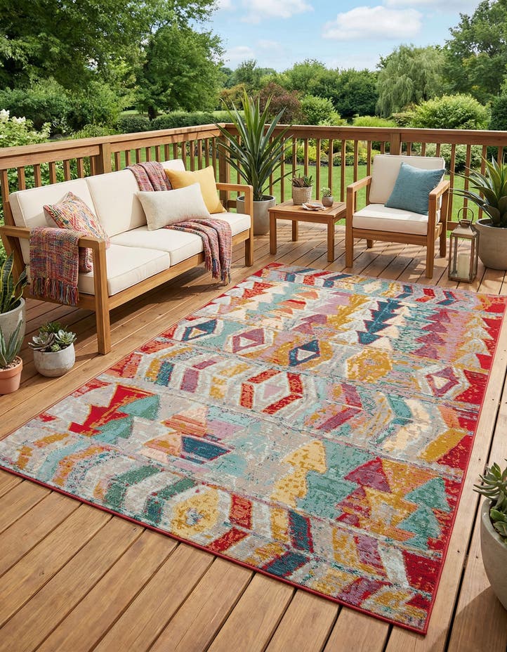 5' 3 x 8' Easy-Clean Modern Indoor / Outdoor...
