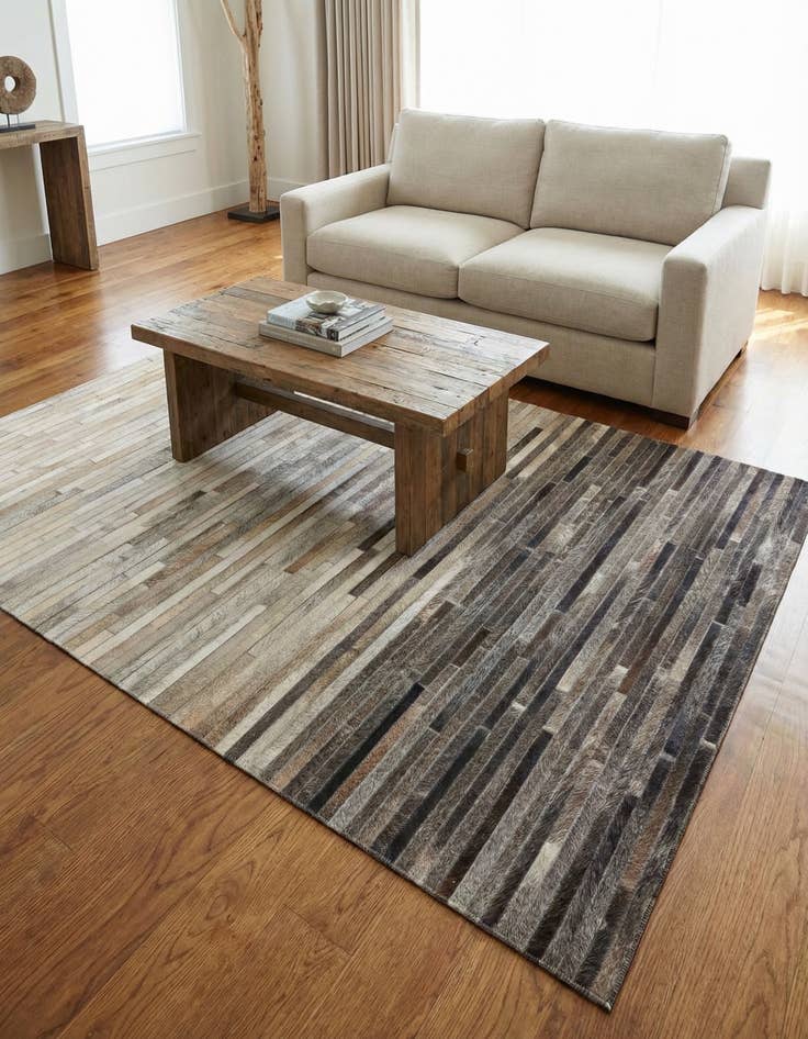 Detail image of 4' 6 x 6' 6 Cowhide Leather Rug