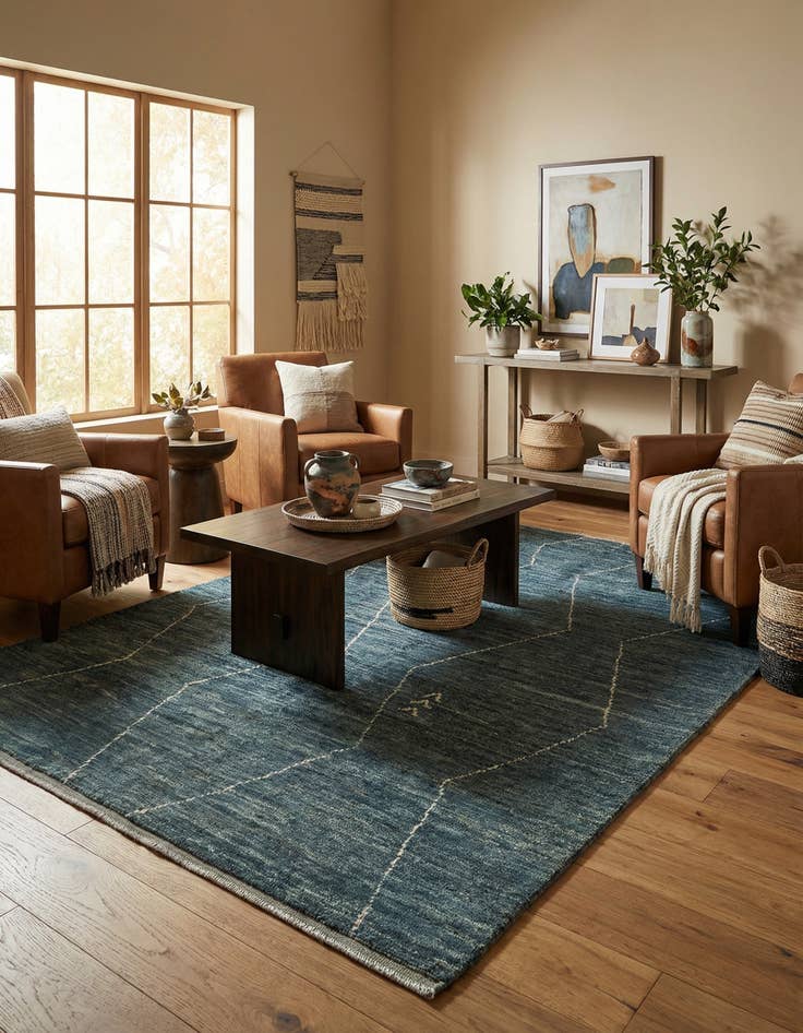 Detail image of 4' 5 x 6' 7 Hand Knotted Moroccan Wool Rug