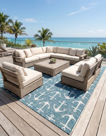 10' x 14' Easy-Clean Coastal Indoor / Outdoor Rug
