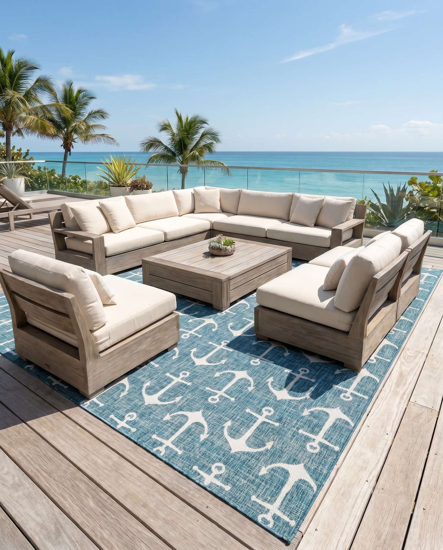 10' x 14' Easy-Clean Coastal Indoor / Outdoor Rug