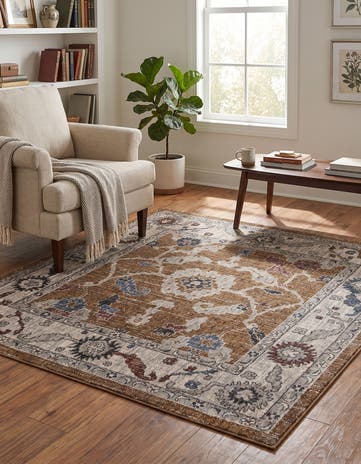 Almond Eco Traditional Square Rug