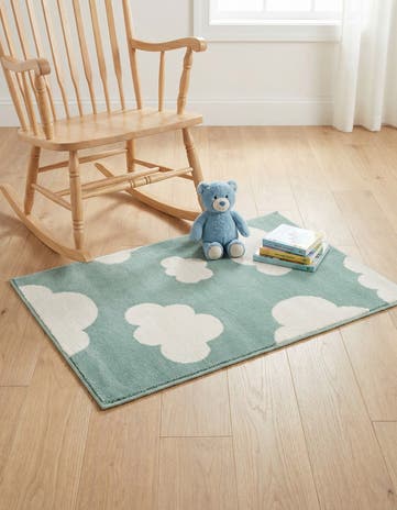 Soft Green Whimsy Kids Rug