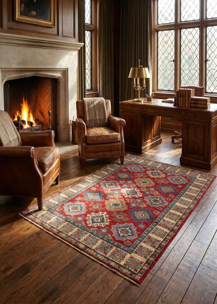 4' x 6' 1 Hand Knotted Kazak Rug